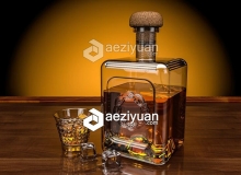 C4D威士忌酒瓶冰块建模材质渲染视频教程 Whisky Scene Cinema 4D Tutorial