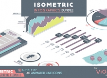 550个等距视图信息数据报表动画包AE模板 Videohive Isometric Infographics Bundle