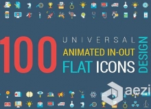 100组扁平化设计动画AE模板合辑Videohive Animated Flat Icons and Concepts Pack