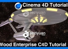 C4D木制飞行器建模材质渲染视频教程 Wood Enterprise Cinema 4D Tutorial