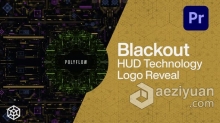 PR模板-发光线条霓虹灯全息电路板HUD技术标志显示 Blackout - HUD Technology Logo Reveal