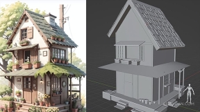 Blender精美迷你小屋制作流程视频教程 Charming Cottage in Blender, Substance Painter & UE 5.3