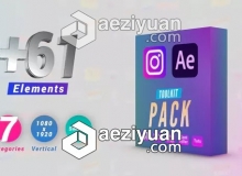 竖屏图文包装元素动画包AE模板 Videohive Instagram Toolkit Pack