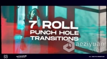 AE模板-冲孔紊乱视频转场AE模板下载 Punch Hole Roll Transitions Vol. 02