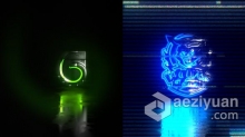 发光故障扭曲抽象视频片头标志动画制作 AE模板 AE工程文件 Color Glitch Logo Reveal