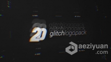 20种不同故障动画样式标志动画视频片头 AE模板 AE工程文件 20 Glitch Logo Intro Reveal Pack