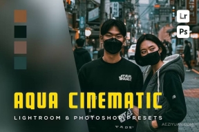 6种城市旅拍电影色彩LR调色预设 6 Aqua Cinematic Lightroom and Photoshop Presets