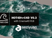 C4D真实波浪模拟插件 HOT4D V0.3 in Cinema 4D R18, R17, R16, R15 Win/Mac  免费下载