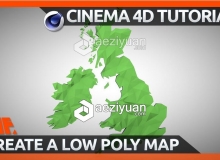 C4D金低精度地图制作视频教程Create a Low Poly Map Cinema 4D Tutorial