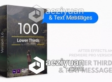 100种文字标题字幕条动画预设AE模板/PR预设 100 Lower Thirds and Messages