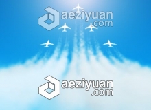 空中多架飞机喷雾拖尾LOGO展示片头AE模板 Videohive Fly Away Ident