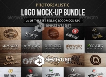 逼真LOGO标志PSD模板4套合集 Photorealistic Logo Mock-Up Bundle