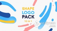 10套实用动感抽象卡通图形动画LOGO片头 AE模板 AE工程文件 Logo Animations Bundle 10 in 1