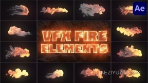 12组逼真爆炸烟雾火焰燃烧特效视频素材-AE模板 VFX Fire Elements for After Effects