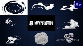 手绘烟雾流体特效叠加层图形动画-AE模板 Liquid Smoke Elements