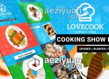 厨房烹饪美食MG扁平化栏目包装AE模板 Love Cook - Cooking Show Pack