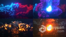 多彩燃烧烟火烟雾流体特效LOGO视频片头制作 AE模板 AE工程文件 Colorful Smoke & Fire Logo