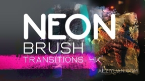 7组霓虹灯笔刷过渡转场特效-AE模版 Neon Brush Transitions 4K