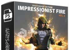 印象派火焰燃烧PS动作 Impressionist Fire-Photoshop Action