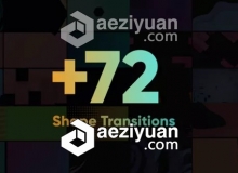 72个漂亮时尚抽象图像遮罩MG转场动画AE模板 Videohive Shape Transitions Big Pack