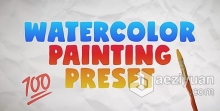 快速制作创意油漆水彩画风格效果视频 AE模板 AE工程文件 Watercolor Painting Preset