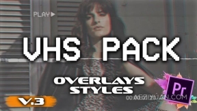 VHS损坏失真效果叠加动画-PR模板 VHS Pack: effects, overlays v.3