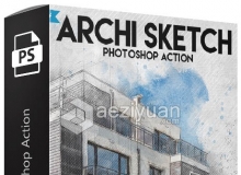 风景建筑素描PS动作 Archi Sketch Photoshop Action附视频教程