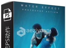 超酷透明水花ps动作 Water Effect Photoshop Action 附视频教程