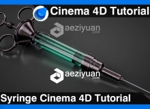 C4D金属注射器建模材质渲染视频教程 Syringe Cinema 4D Tutorial