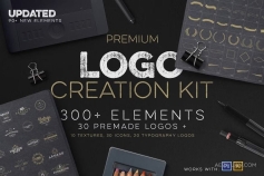 300款复古LOGO徽标商业品牌标志设计纹理样式矢量工具包 Logo Creation Kit