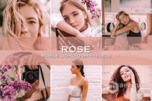 INS风时尚玫瑰粉色调人像LR预设+移动APP调色滤镜  5 Rose Pink Lightroom Presets