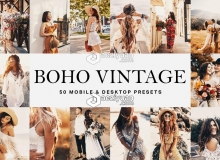 波西米亚风婚礼视频LR预设/LUT预设 50 Boho Vintage Lightroom Presets