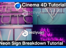 C4D创意霓虹灯模型材质制作视频教程 Neon Sign Cinema 4D Tutorial