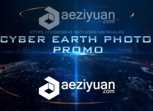 炫酷高科技光线地球展示企业照片片头视频包装AE模板Cyber Earth Photo Promo