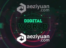 数字科技感世界地图LOGO标志展示片头AE模板Videohive Digital World Opener