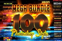 100种复古鲜艳浓烈色彩PS文本图层样式 Mega bundle 100 Photoshop Styles