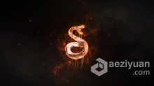 震撼火焰灼烧分形动画效果标志logo片头AE模板AE工程文件 Fire Logo Reveal