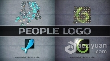 创造群人汇聚成LOGO图案视频片头动画 AE模板 AE工程文件 People Logo