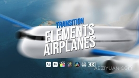 16种飞机飞行遮挡效果转场过渡动画4K分辨率-AE/PR模板视频素材 Transition Elements Airplanes