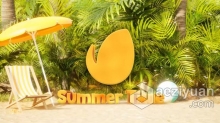 AE模板-热情夏季3D明亮标志文本动画 Summer Logo