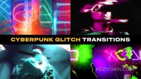 12个赛博朋克主题故障转场-PR模板 Cyberpunk Glitch Transitions