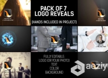 手势拼接涂抹Logo演绎动画AE模板 Videohive Pack of Hand Logo